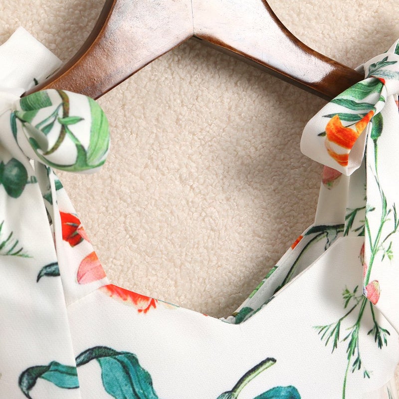 PopReal Mommy and Me Dresses Floral Mom and Daughter Matching Outfits Spaghetti Strap Sleeveless Dress Beach Mini Sundress White 10-11 Years - Image 5